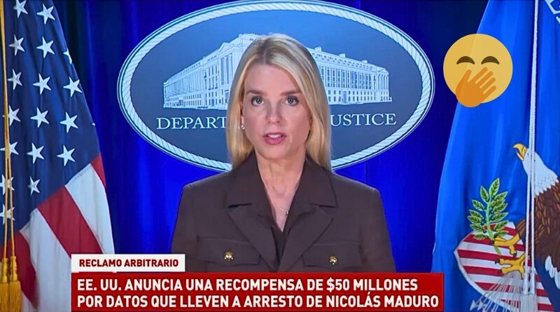 Caracas acusa a Washington de montar un “circo mediático” tras anunciar 50 millones de dólares por información que lleve al arresto del presidente.